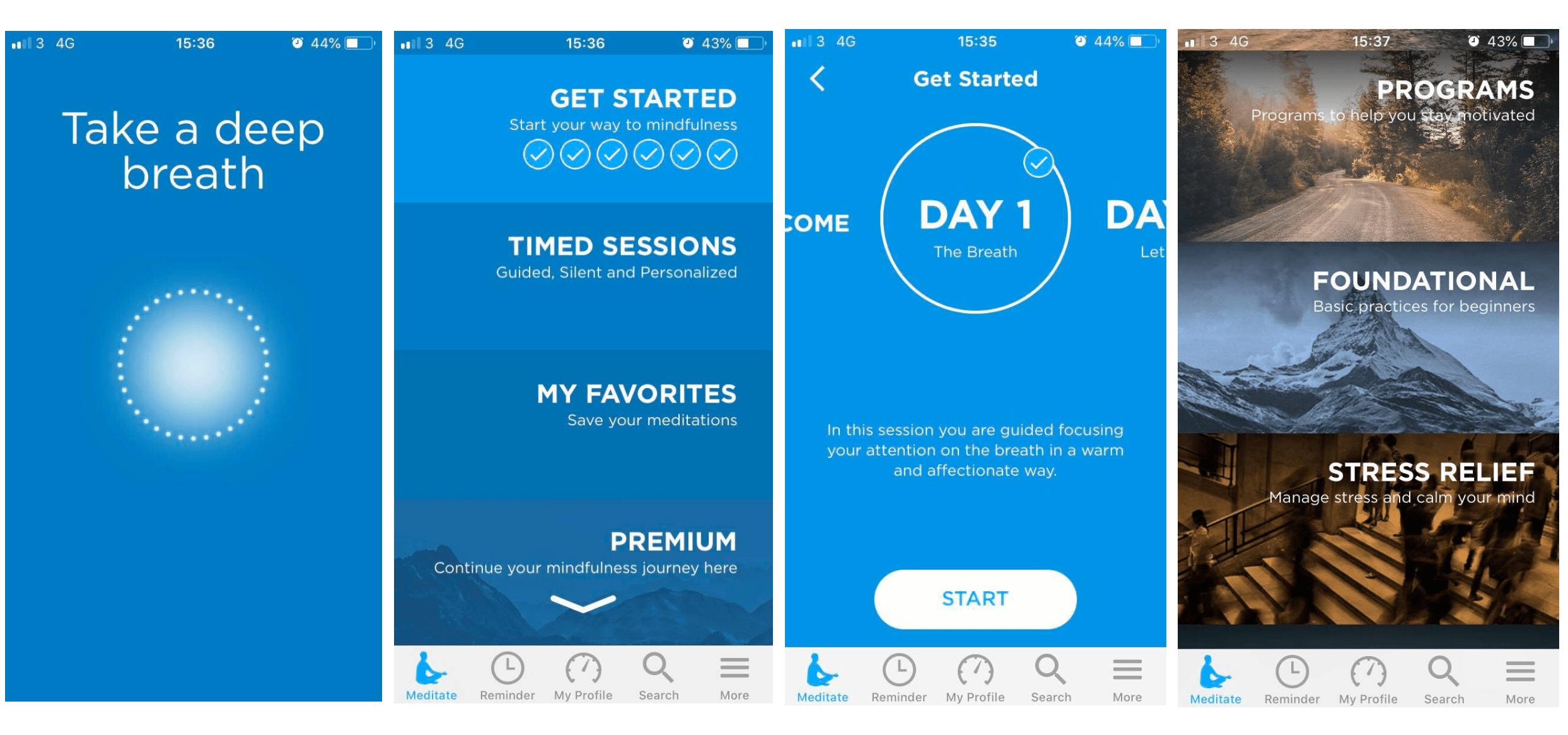 The mindfulness app screenshot